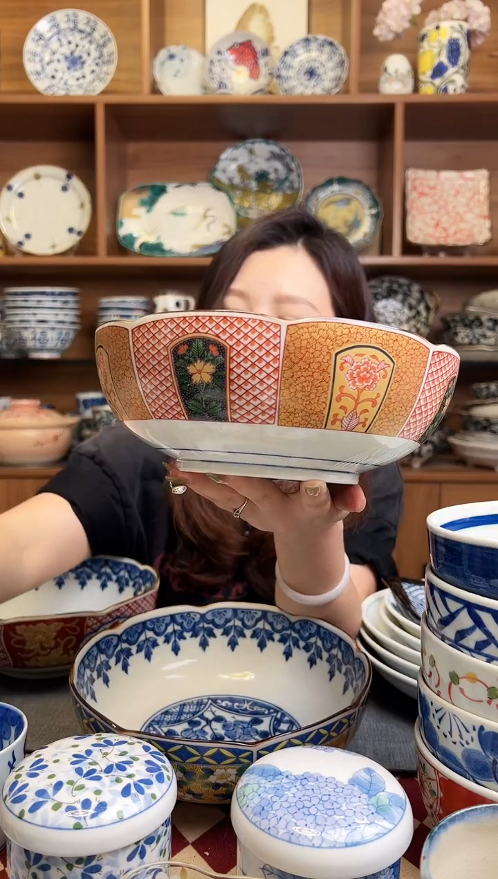 瓷片黄丹牡丹20.5cm花边钵