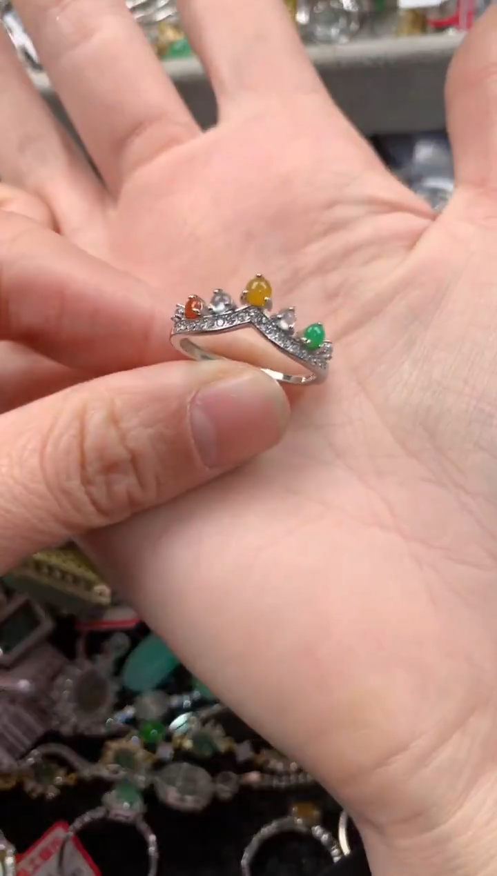 银S925镶嵌戒指翡翠777      3