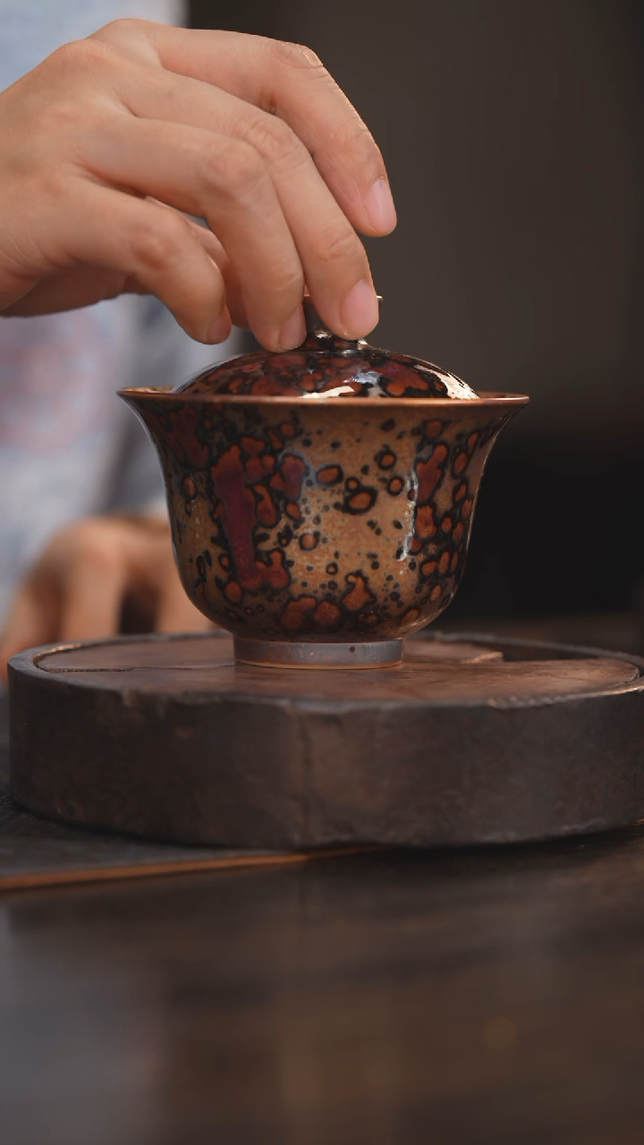 【闪购商品】杯96柴烧柴房陶瓷｜斑鹿两才盖碗