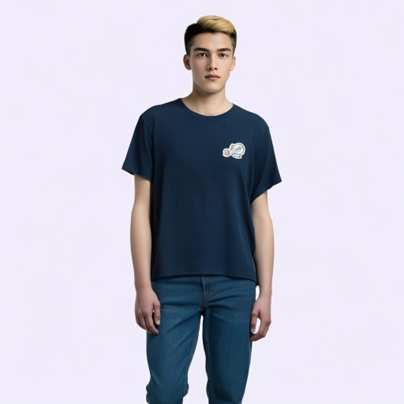 99新 MONCLER 蒙口/T恤/logo刺绣/夏季圆领短袖T恤/L码 /0001779