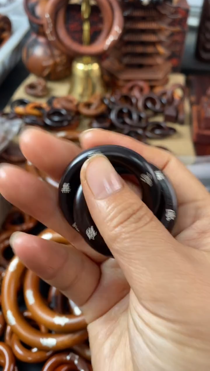 【闪购商品】木枣木玉化小乾坤圈镶银百无禁忌