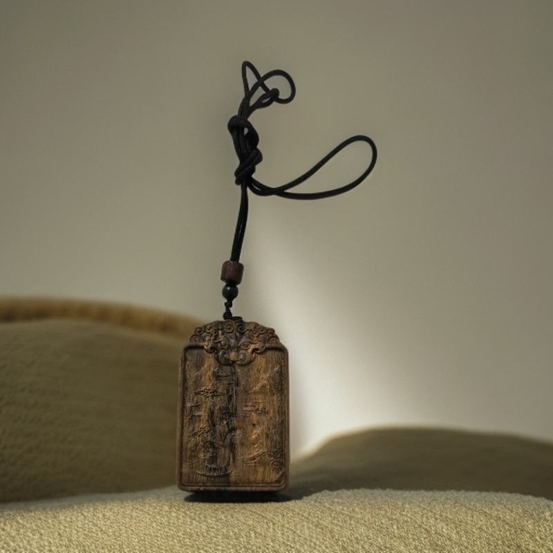 [清清]雪山重楼山水牌吊坠A160