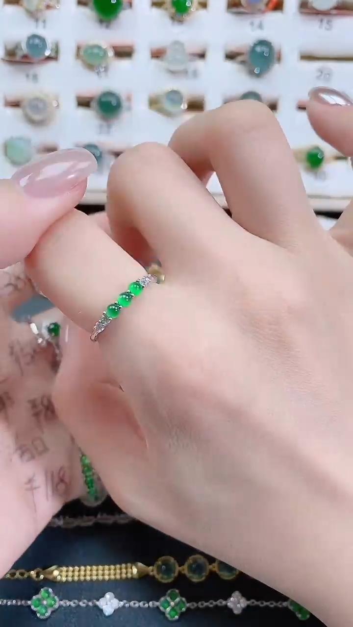 银S925镶嵌戒指翡翠天然翡翠
