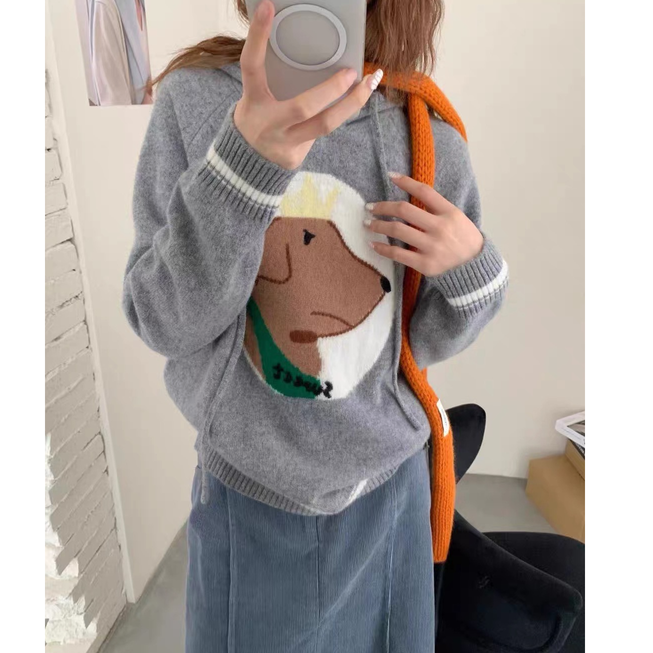 【大连冉然】2025时尚ins百搭冬季网红连帽100毛针织衫