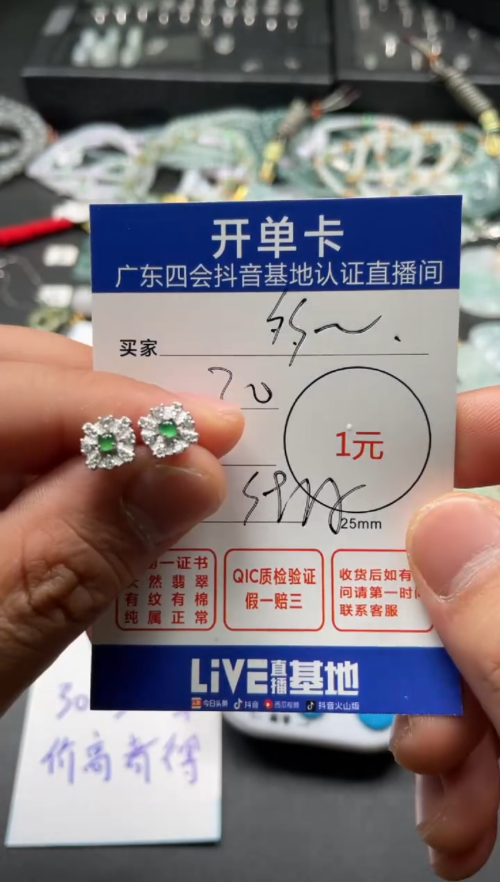 【闪购商品】翡翠颈饰银S925镶嵌耳钉