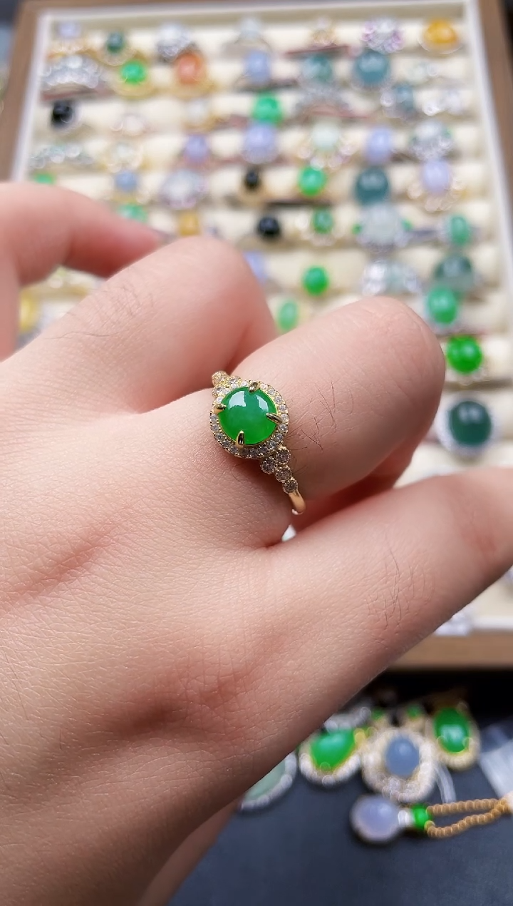 银S925镶嵌戒指翡翠70