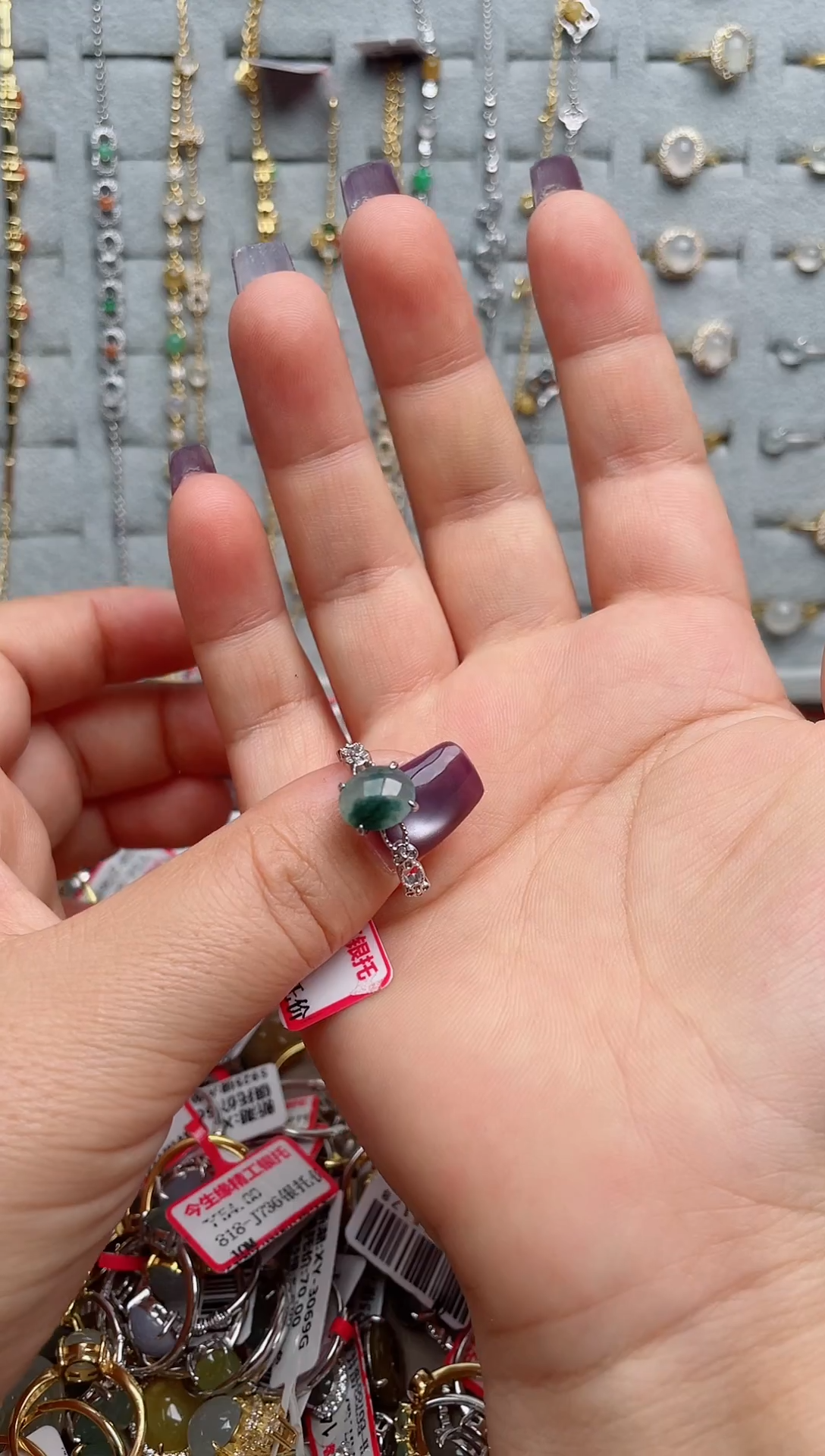 翡翠戒指银S925镶嵌.