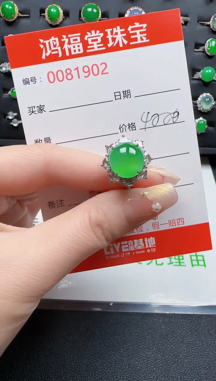【闪购商品】翡翠戒指银S925镶嵌1902