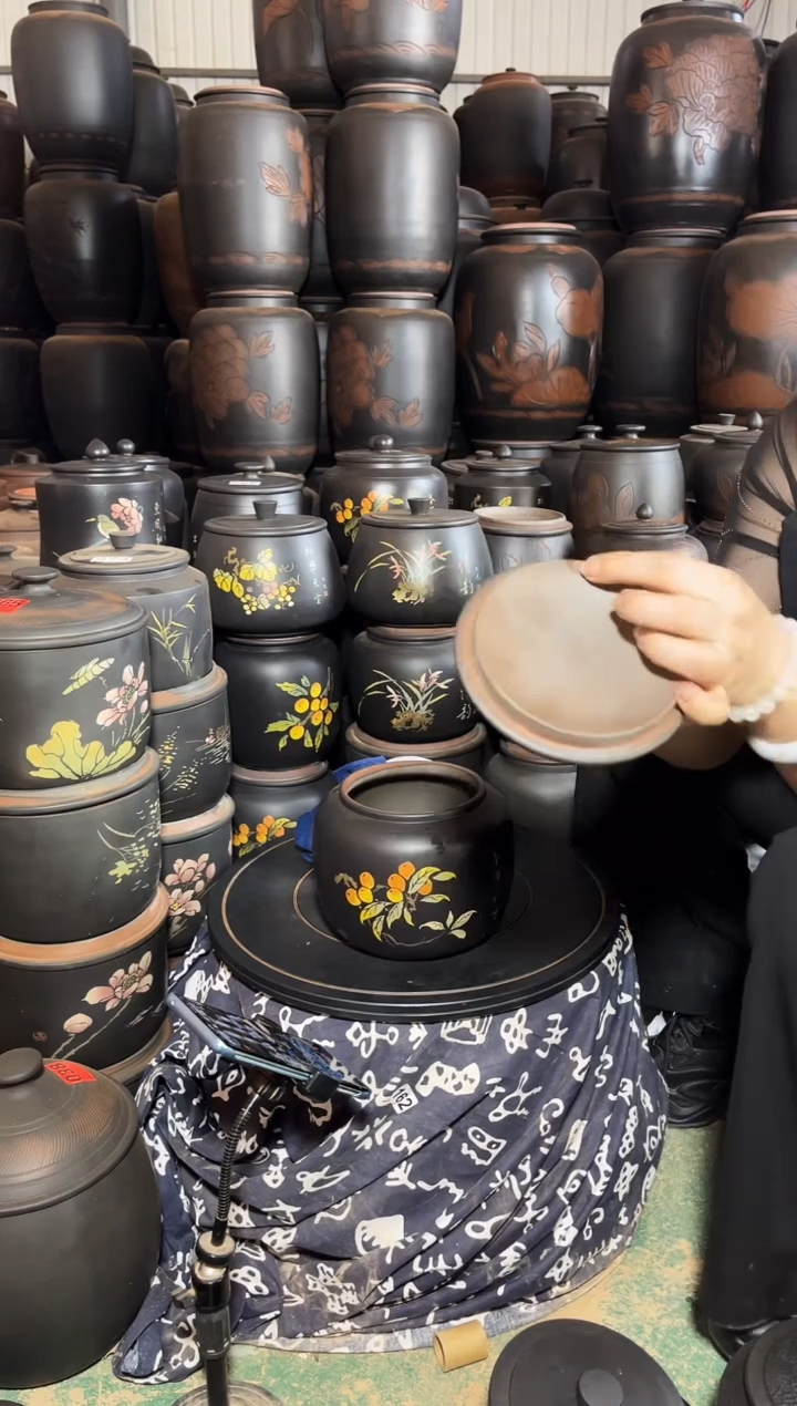 壶大大瑕疵茶叶罐 苹果彩填  856