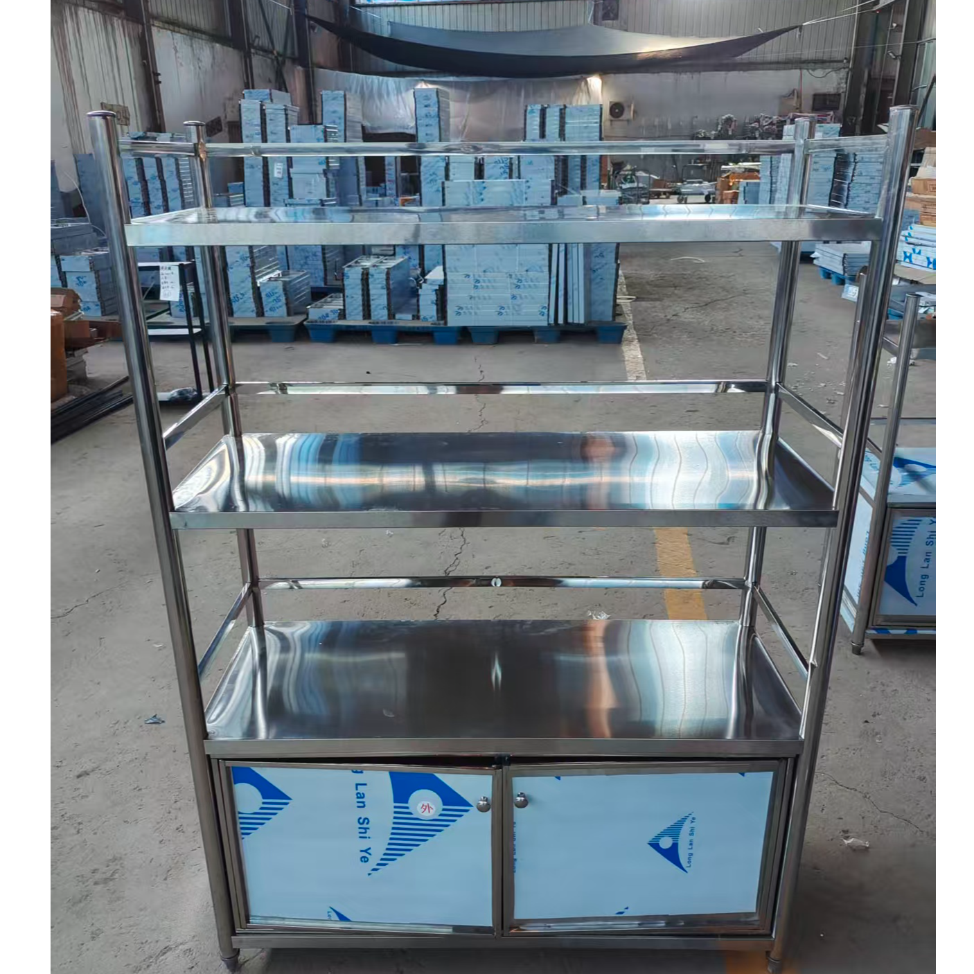 16号瑕疵不锈钢 带门柜100*40*138四层1门 厨房置