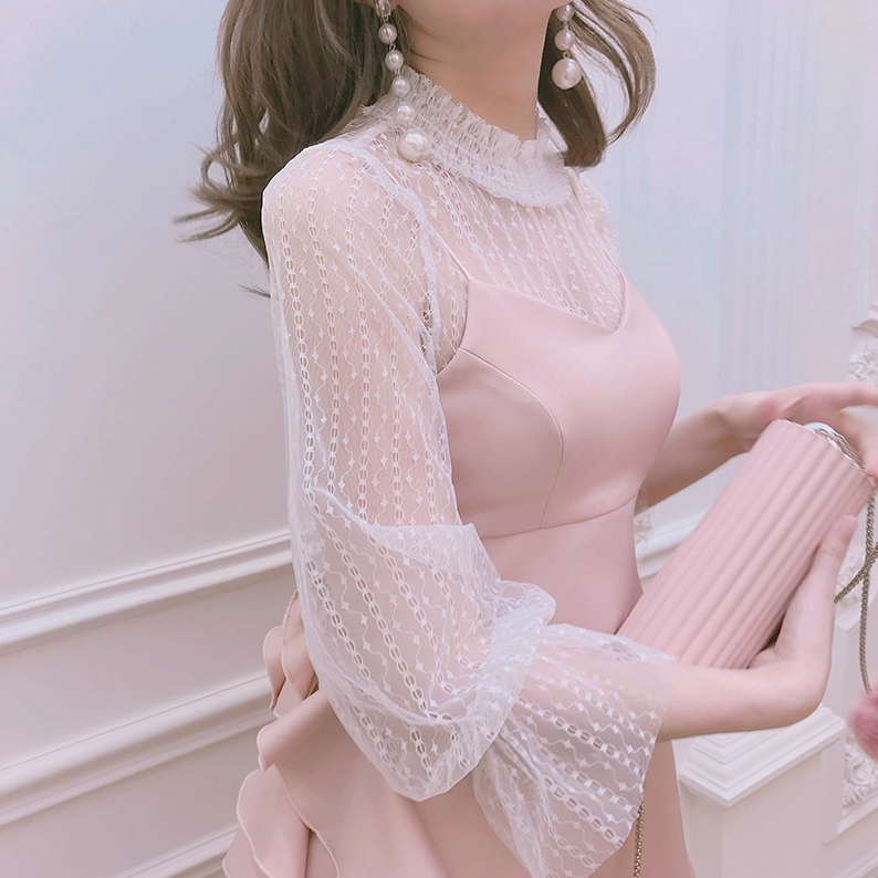 20005冰冰来了泰国潮牌小个子性感透视糖果袖百搭打底衫上衣