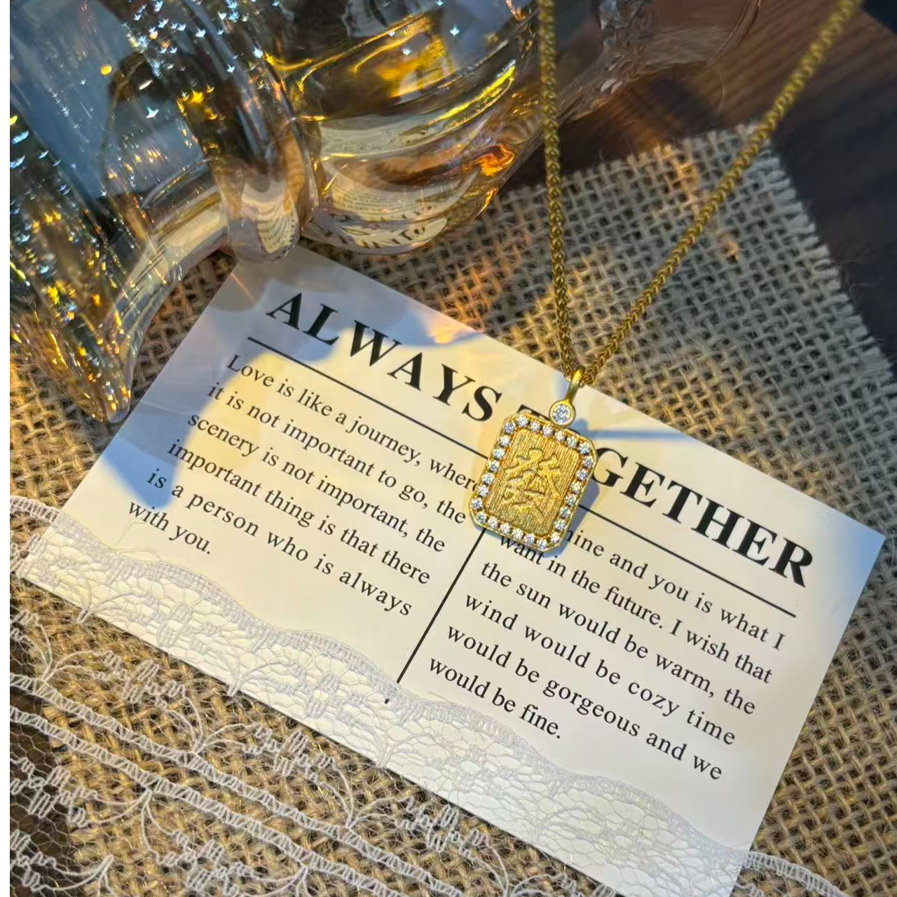 铜合金吊坠 DAJIEJIE大姐姐 点钻发财牌