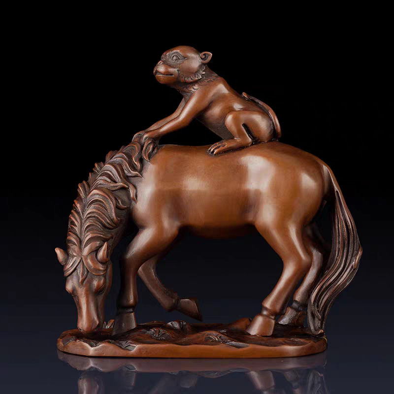 15＃马上封猴 紫铜摆件 中式摆件 玄关摆件