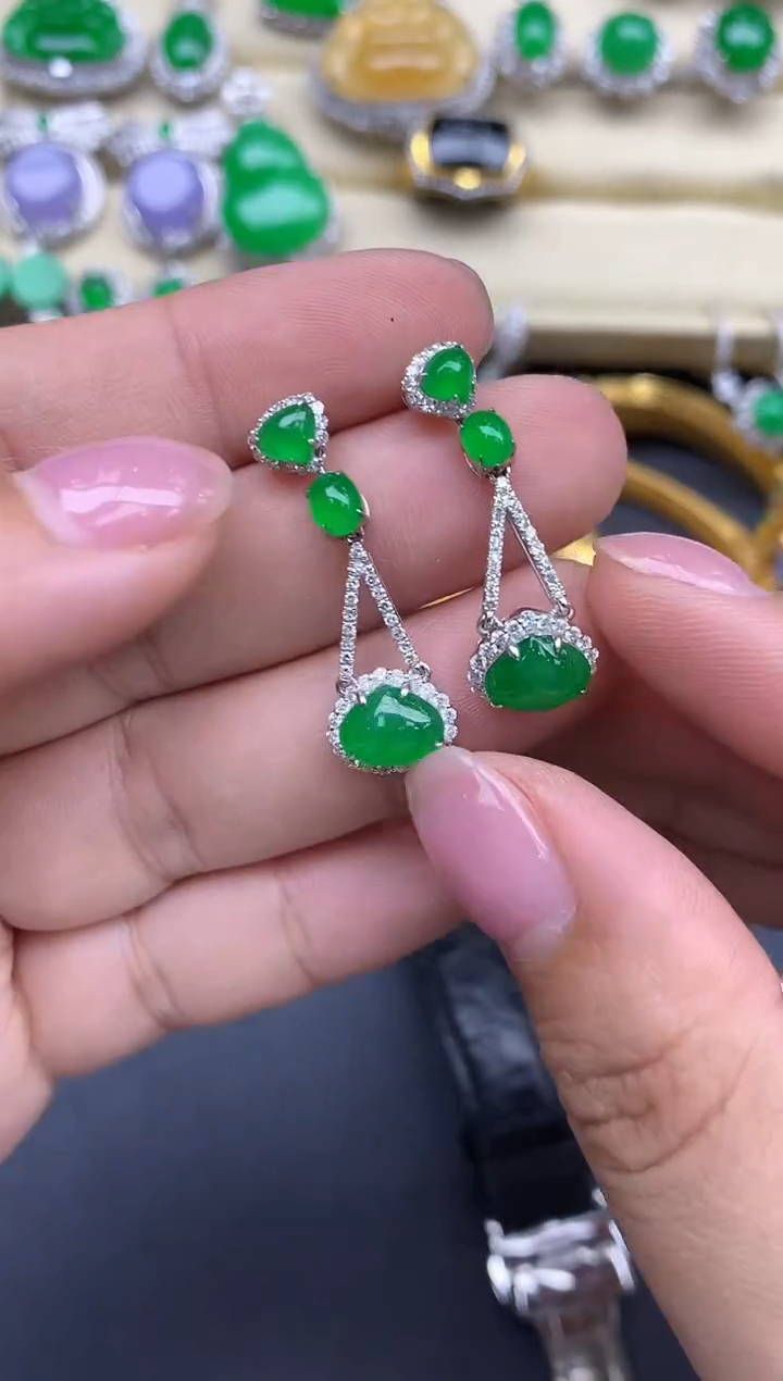 【闪购商品】翡翠耳饰18K金镶嵌600-中国好珍宝