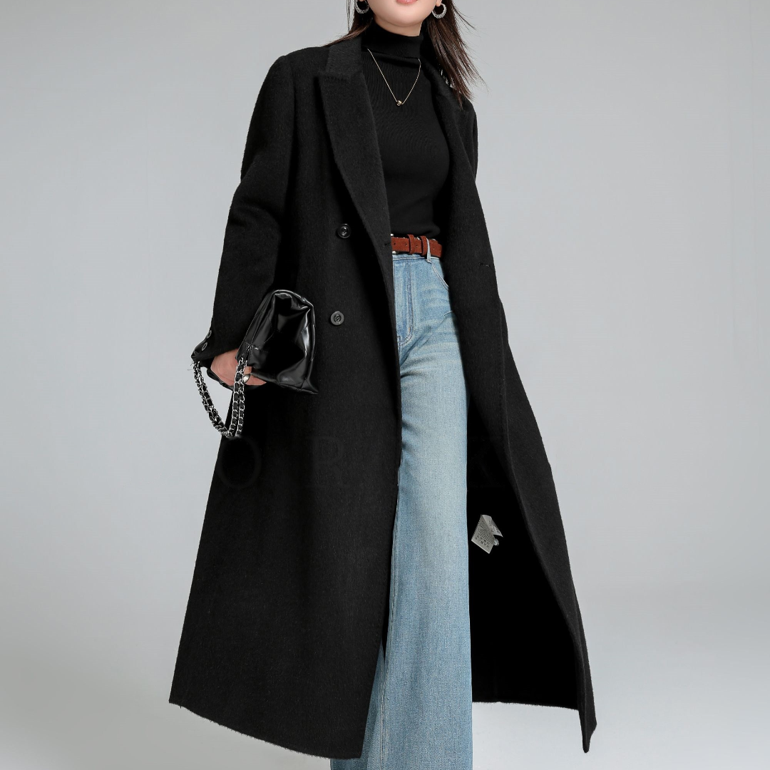 【正肩款】现货100%骆驼绒垫肩休闲款加长款韩范双面骆驼绒大衣