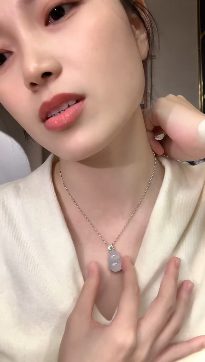 吊坠(不含链)18K金镶嵌翡翠冬日珠宝E64