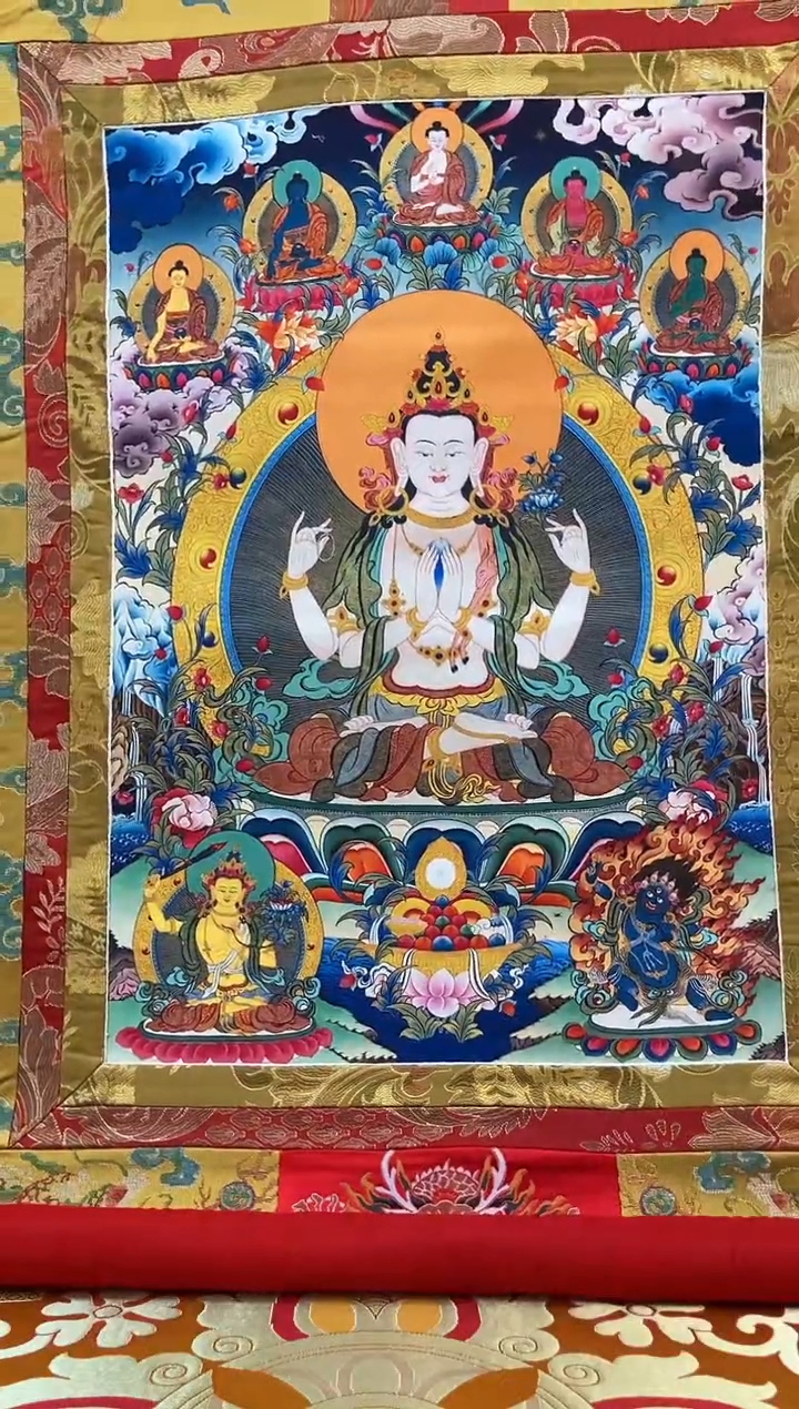 【闪购商品】卷轴画1.3金色龙布  四臂 