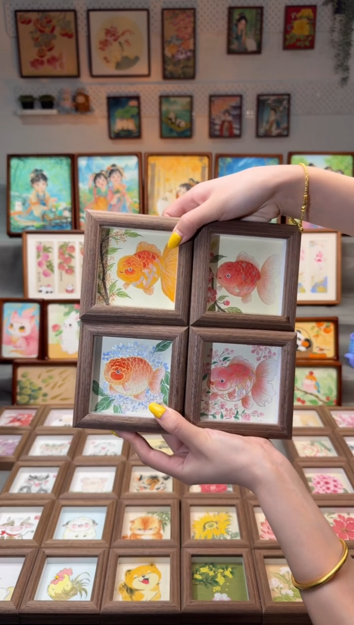 国画四幅小金鱼 手绘国画11