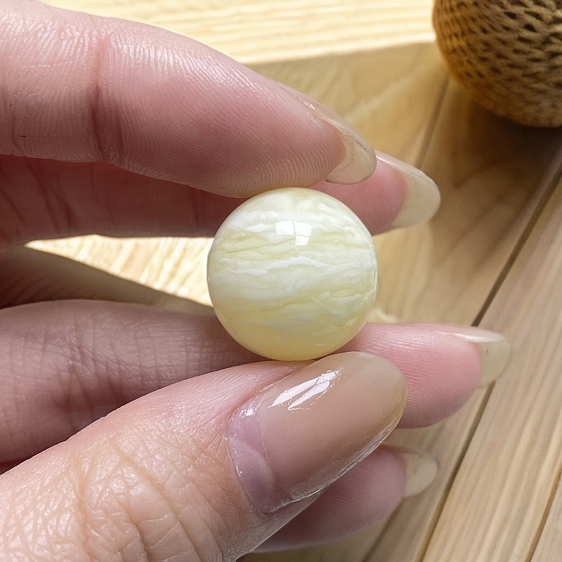 段掌柜臻选｜天然原矿蜜蜡白蜡虎皮千层雪圆珠17mm皮色