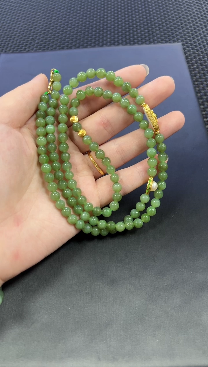 和田玉未镶嵌项链 DIY约6mm+（多样性发一件）855