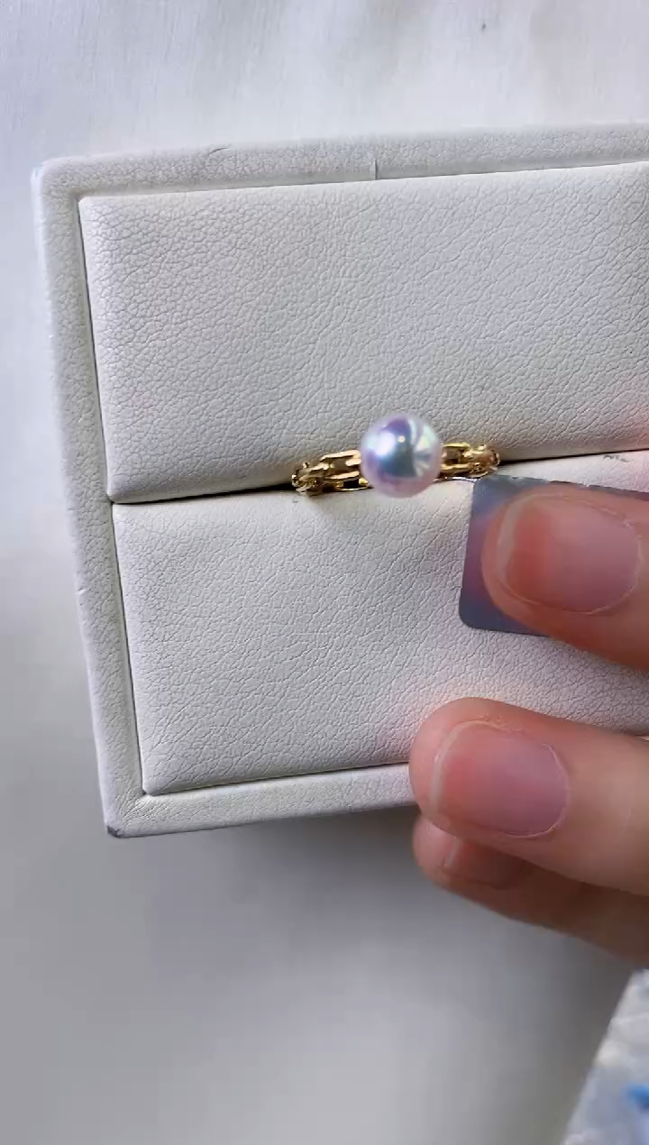 【闪购商品】海水珍珠戒指18K金镶嵌6.5-7Akoya海水珍珠戒指