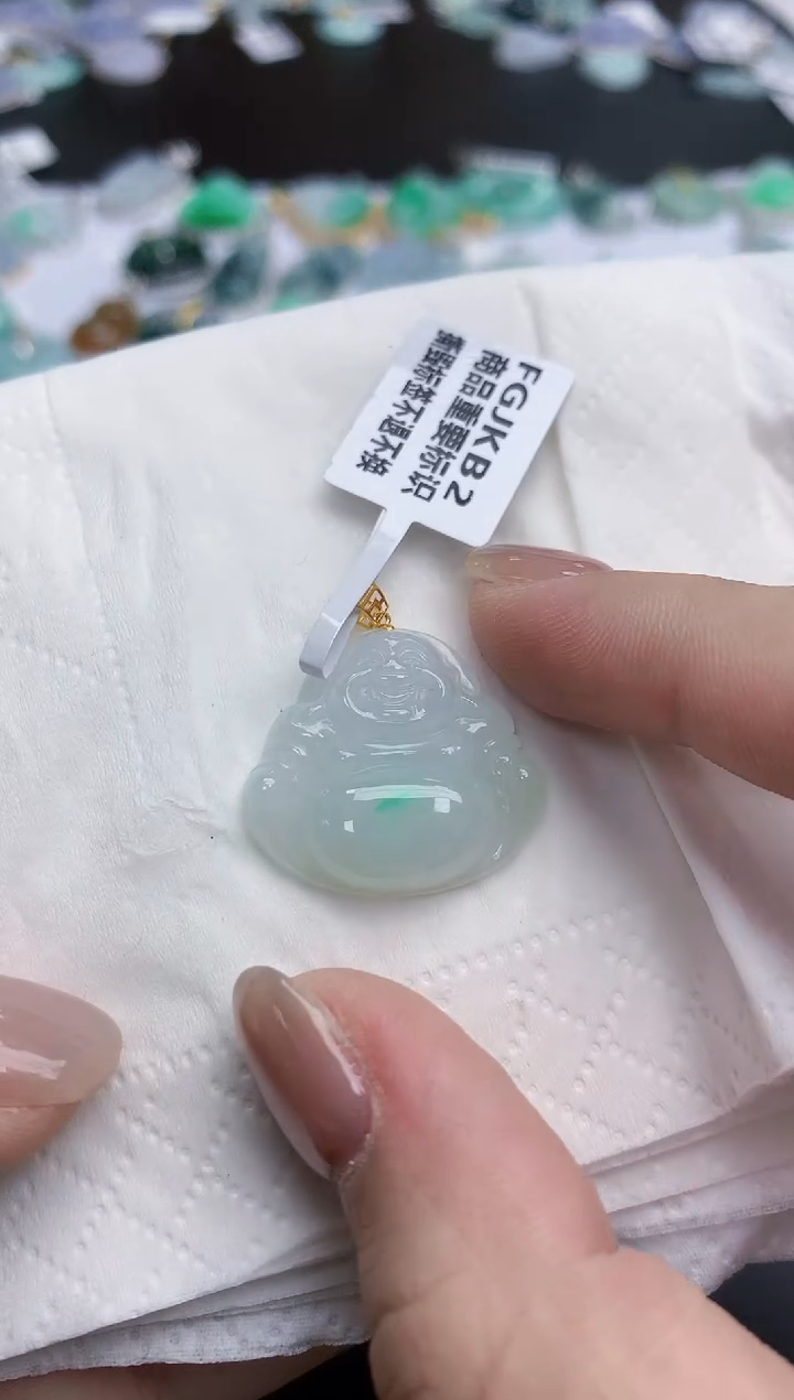 【闪购商品】翡翠颈饰18K金镶嵌天然缅甸翡翠A货