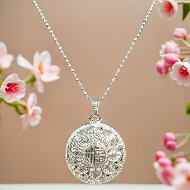 链子足银 珠珠链经典百搭项链送八宝罗盘吊坠