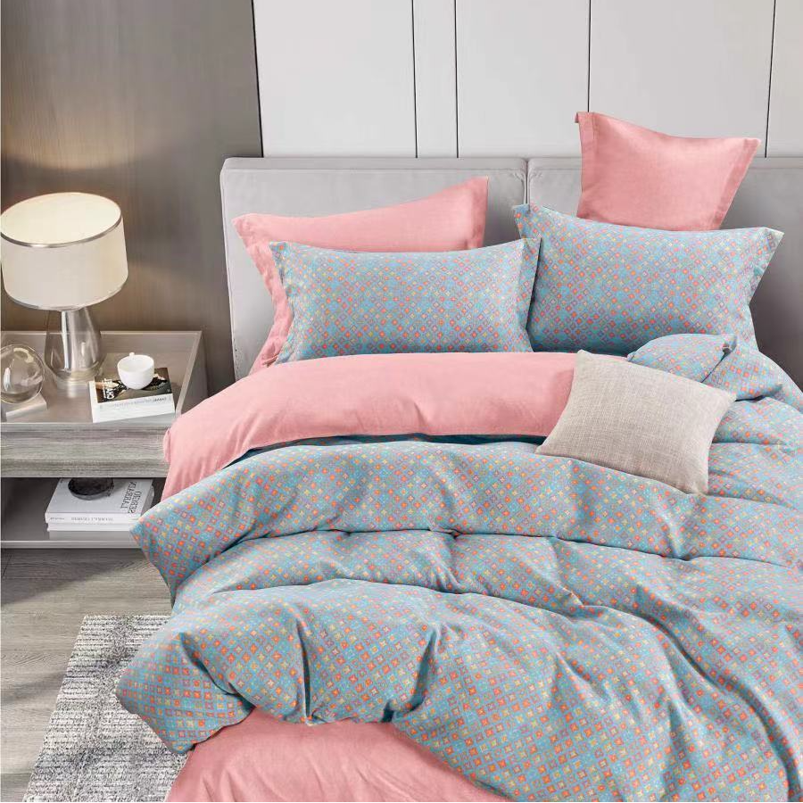 秋冬款加厚亲肤轻奢被罩--迷你幸运花蓝色双人200*230简约磨毛