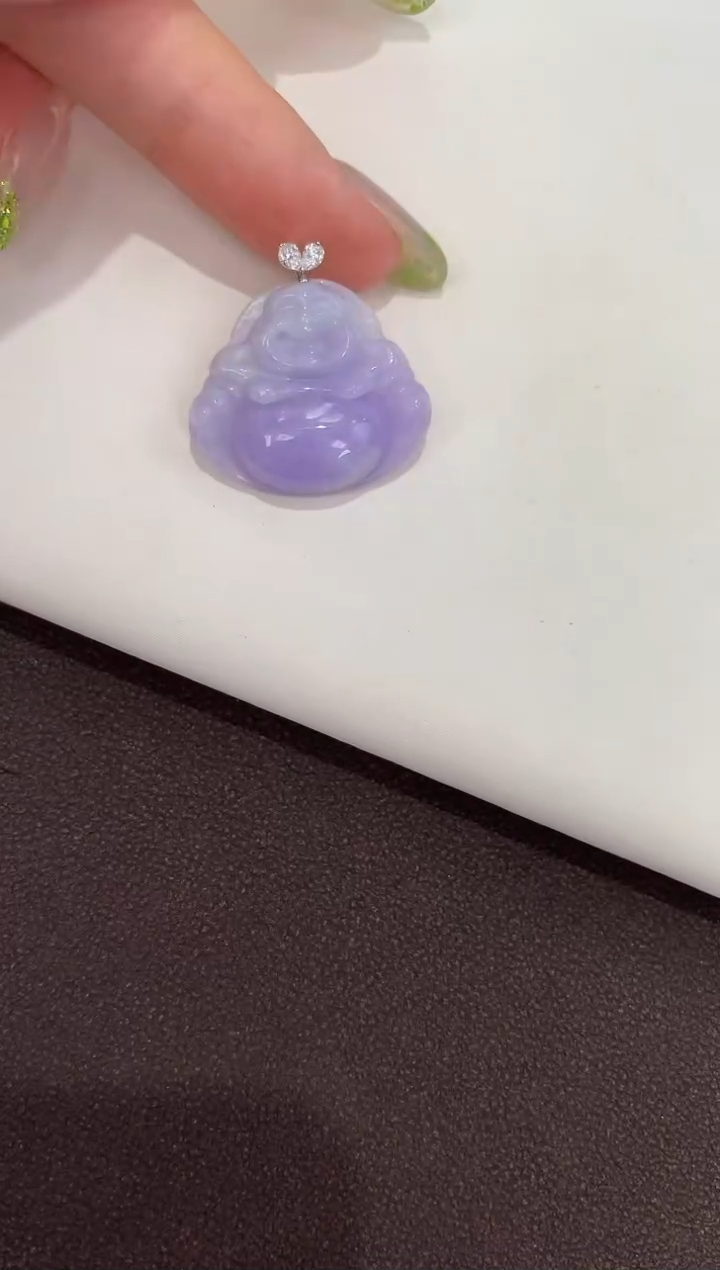 颈饰18K金镶嵌翡翠天然缅甸a货翡翠
