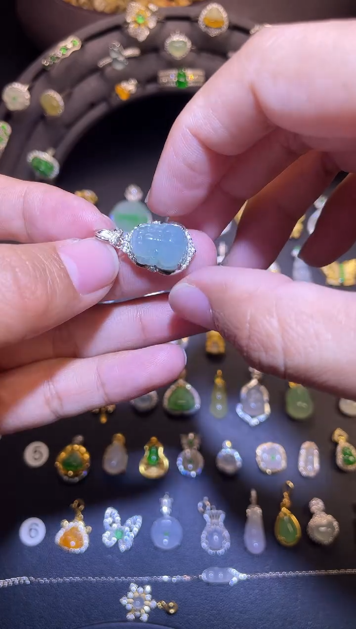 吊坠(不含链)银S925镶嵌翡翠1