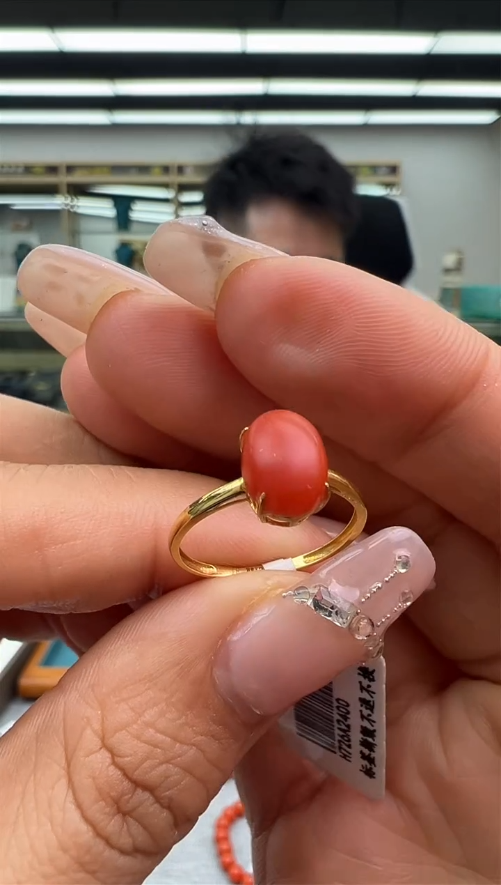 【闪购商品】南红玛瑙戒指18K金镶嵌30秒拍号