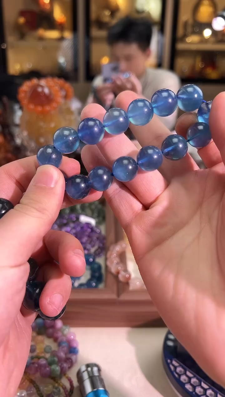 合成（培育）海蓝宝石未镶嵌14.5mm+鬼蓝海蓝宝（多样性发一）