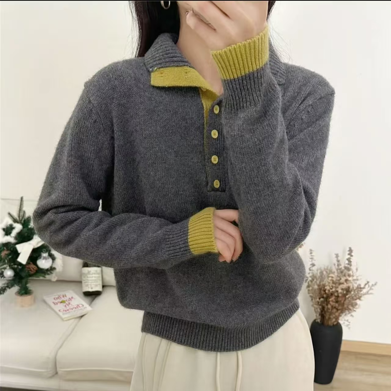 设计感浣熊绒高领毛衣女秋冬2025新款韩系宽松针织上衣软糯打底衫