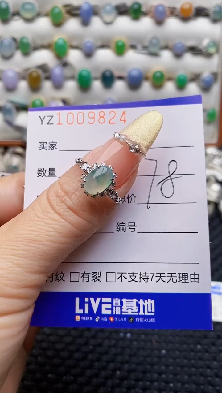 银S925镶嵌戒指翡翠9824