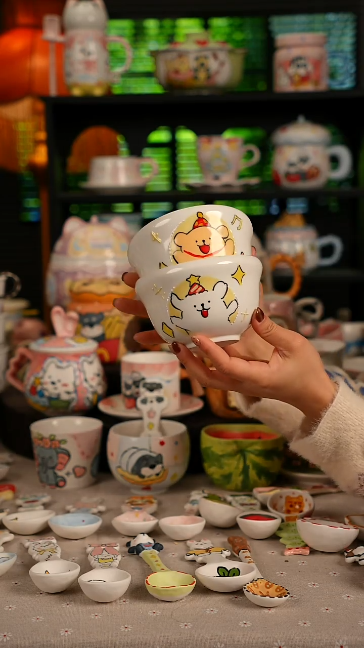 陶瓷无盖款景德镇高温釉下彩纯手绘创意瓷 