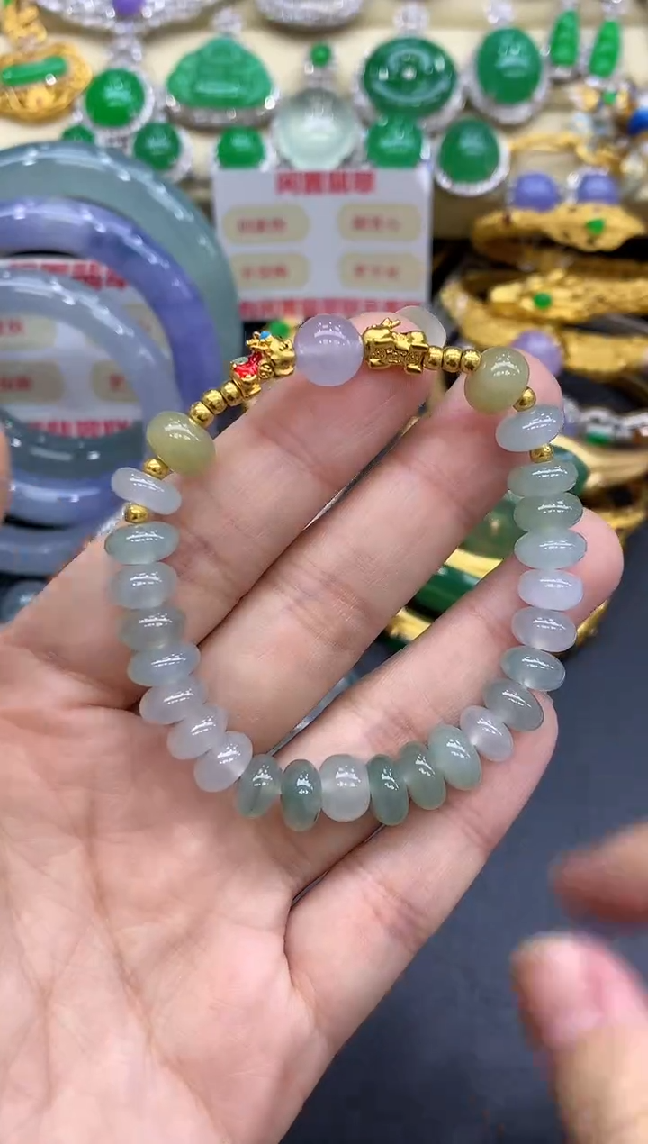 足金镶嵌手链翡翠148-中国好珍宝