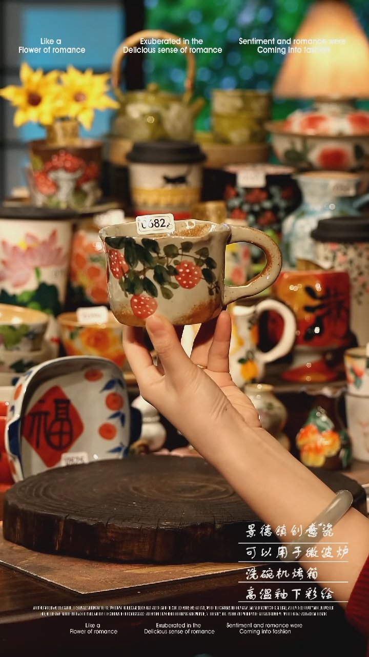 陶瓷景德镇高温釉下彩手工手绘款式@A0682@