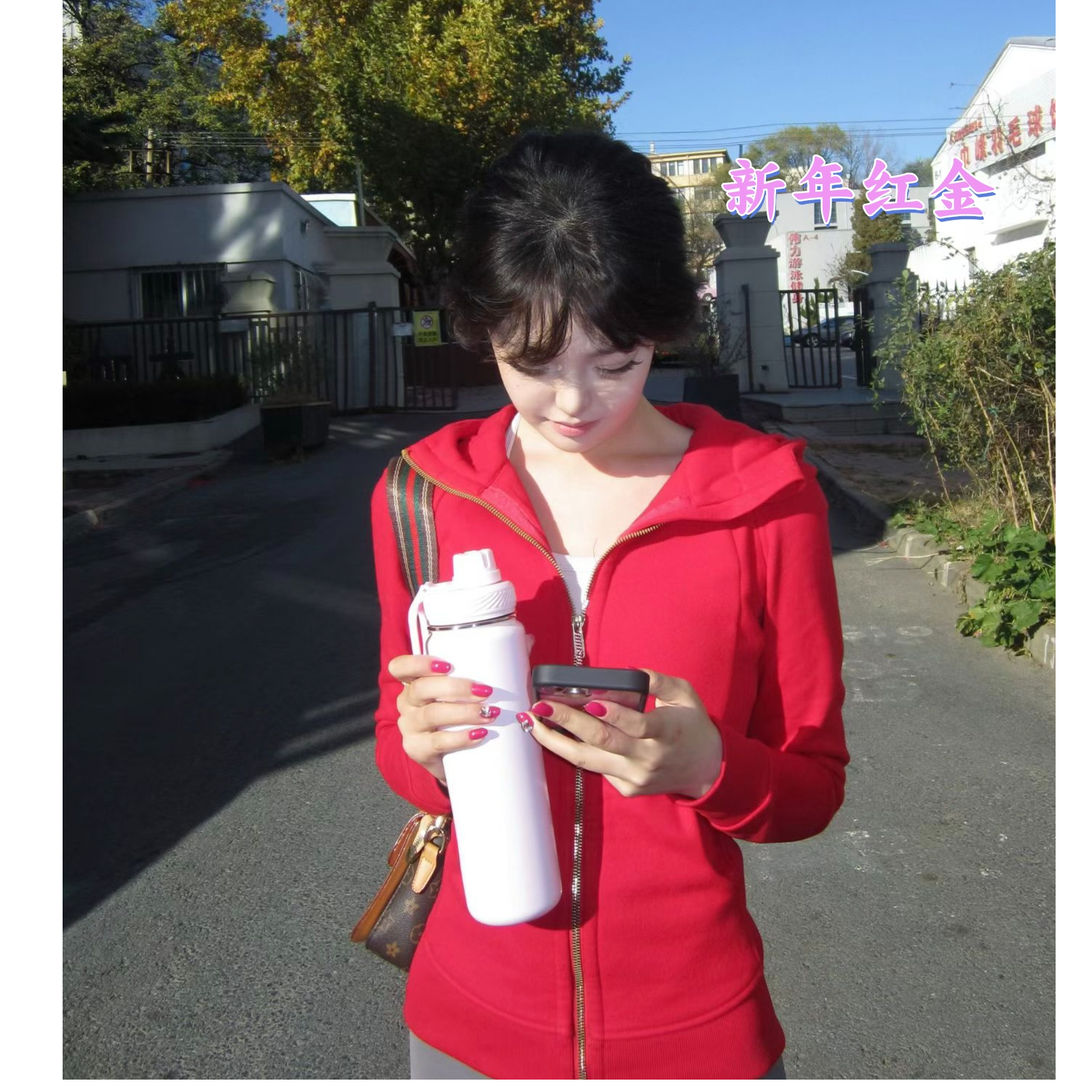 scuba秋冬加绒修身运动休闲连帽女款开衫卫衣口袋网红少女风百搭