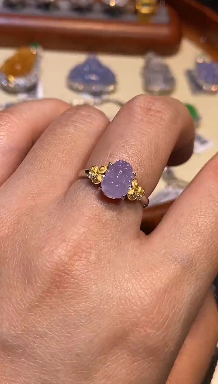【闪购商品】翡翠戒指18K金镶嵌戒指