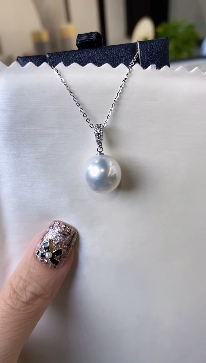 【闪购商品】海水珍珠吊坠(赠链)18K金镶嵌13-14澳白珍珠吊坠