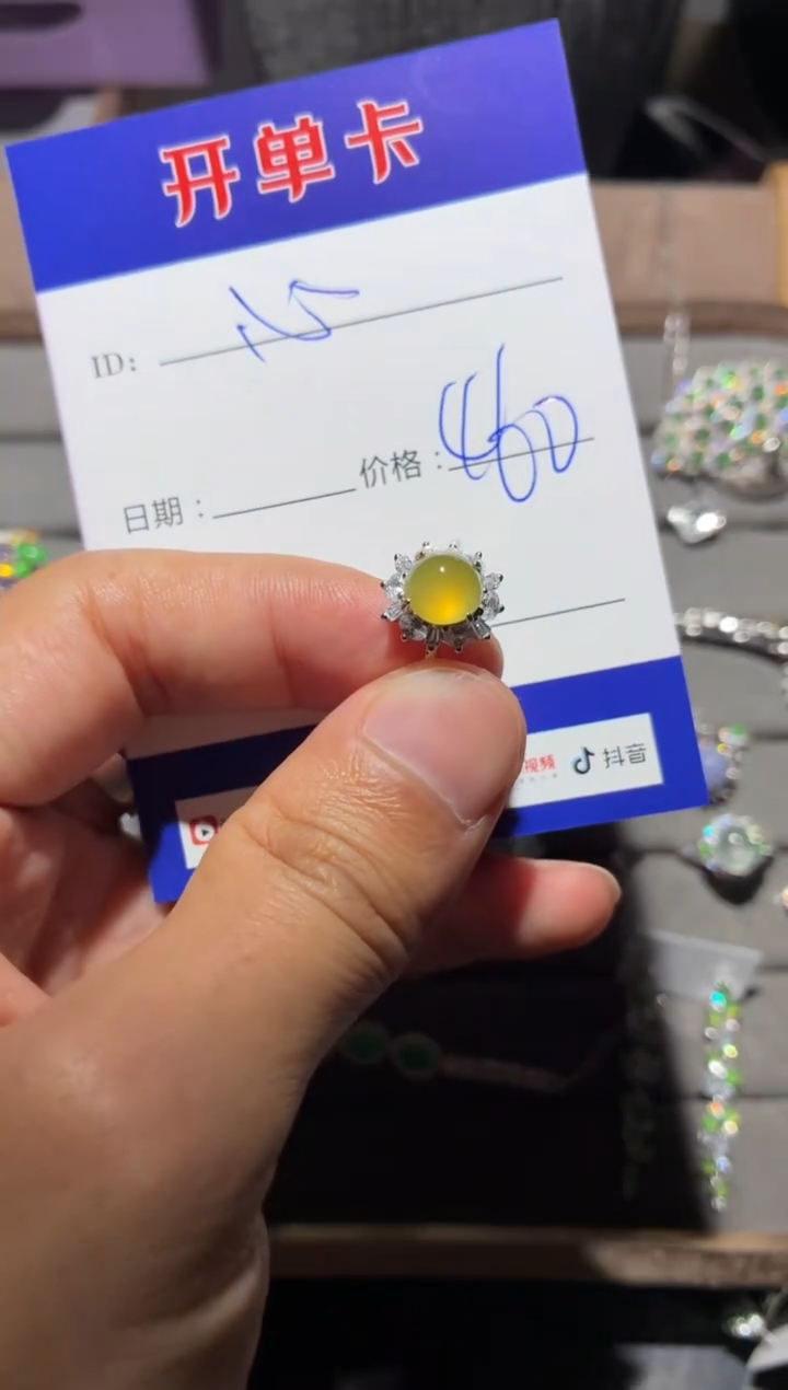 银S925镶嵌戒指翡翠心**佛心中有佛