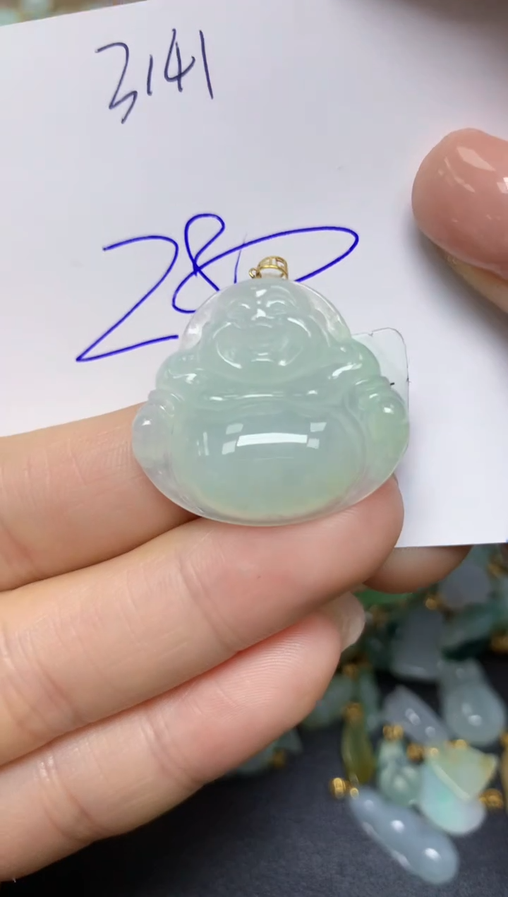 【闪购商品】翡翠挂件18K金镶嵌 天然翡翠A货