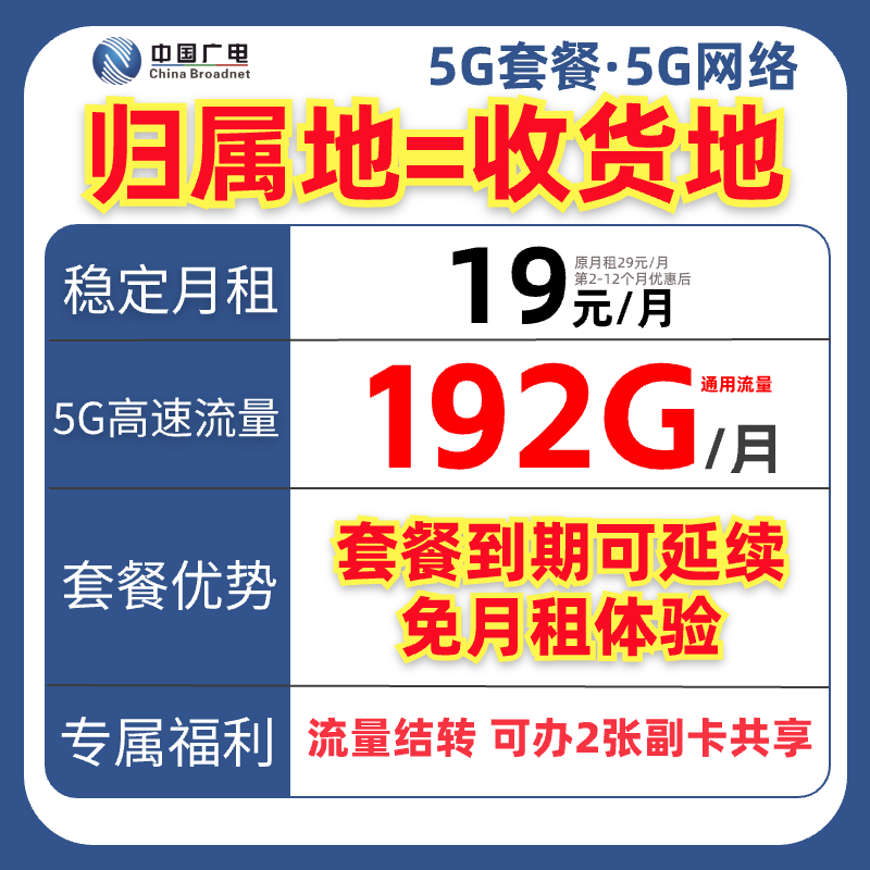 广电流量卡推荐第一名祥龙卡腾龙卡广电卡全国星卡王卡5G网-HG