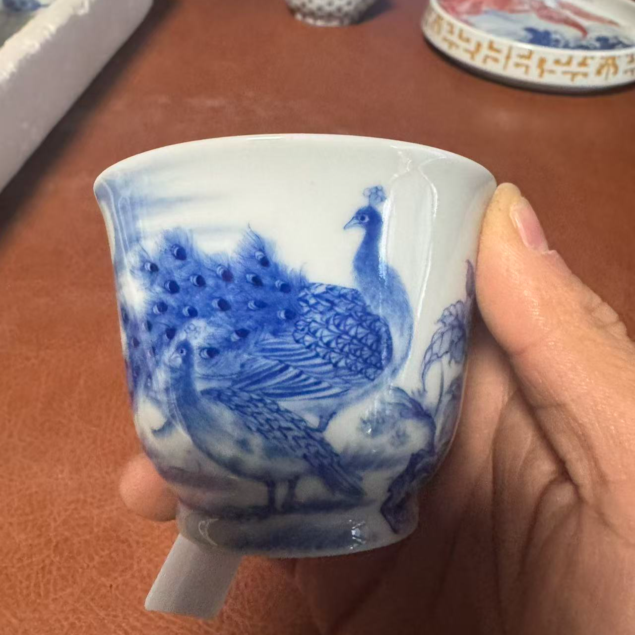正春堂青花孔雀杯（售后需完整开箱视频）