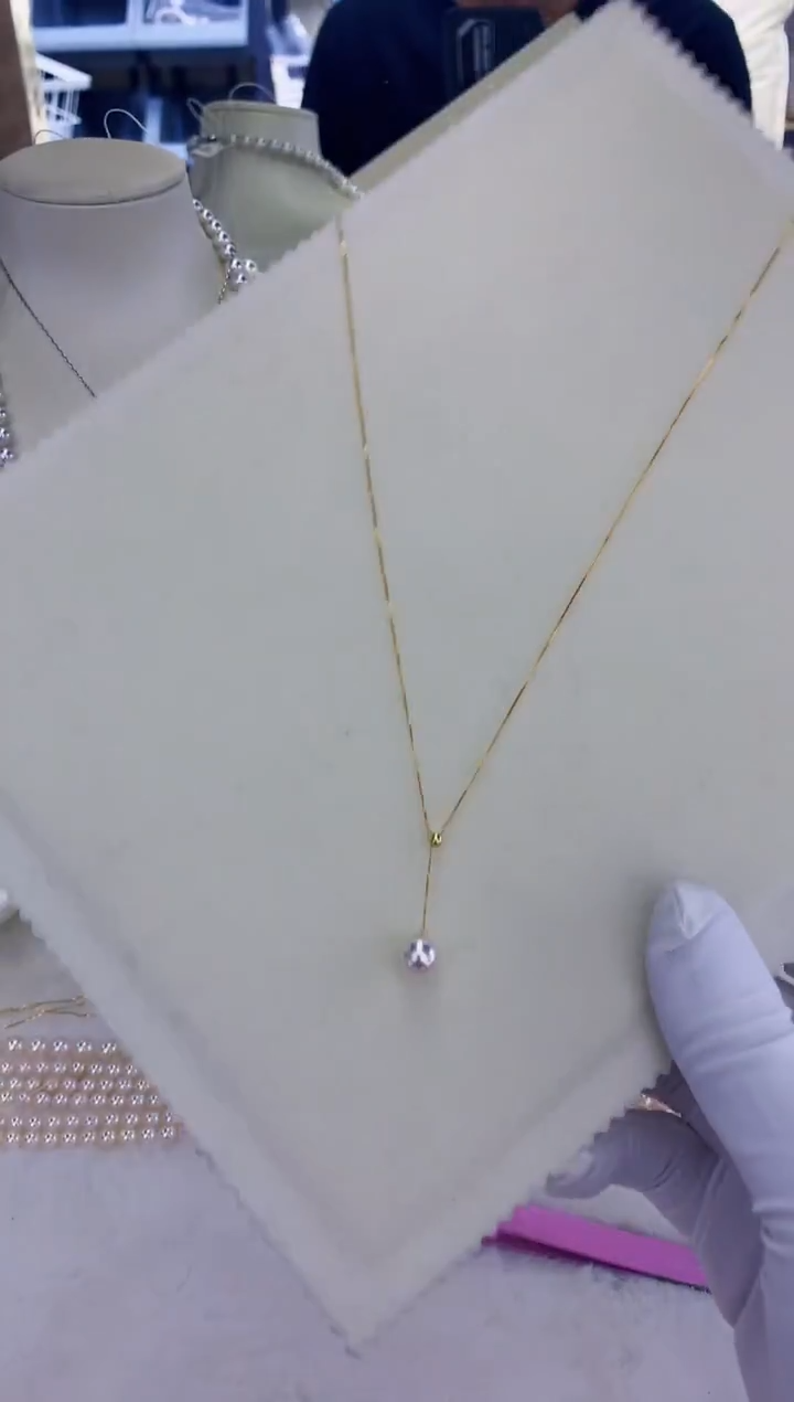 18K金镶嵌饰品海水珍珠8-9单珠肖邦y链