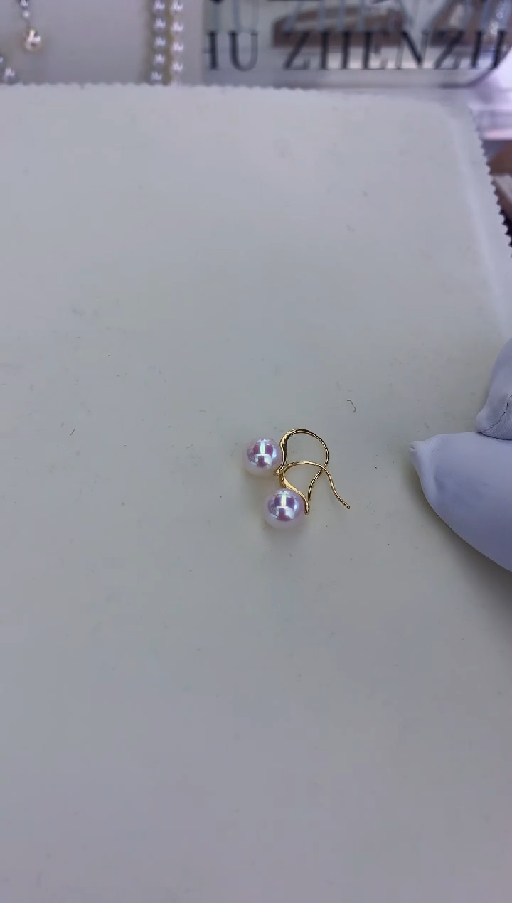 【岛主珍珠】天然强光海水珍珠厚金轻奢百搭高跟鞋耳钩经典白色时尚