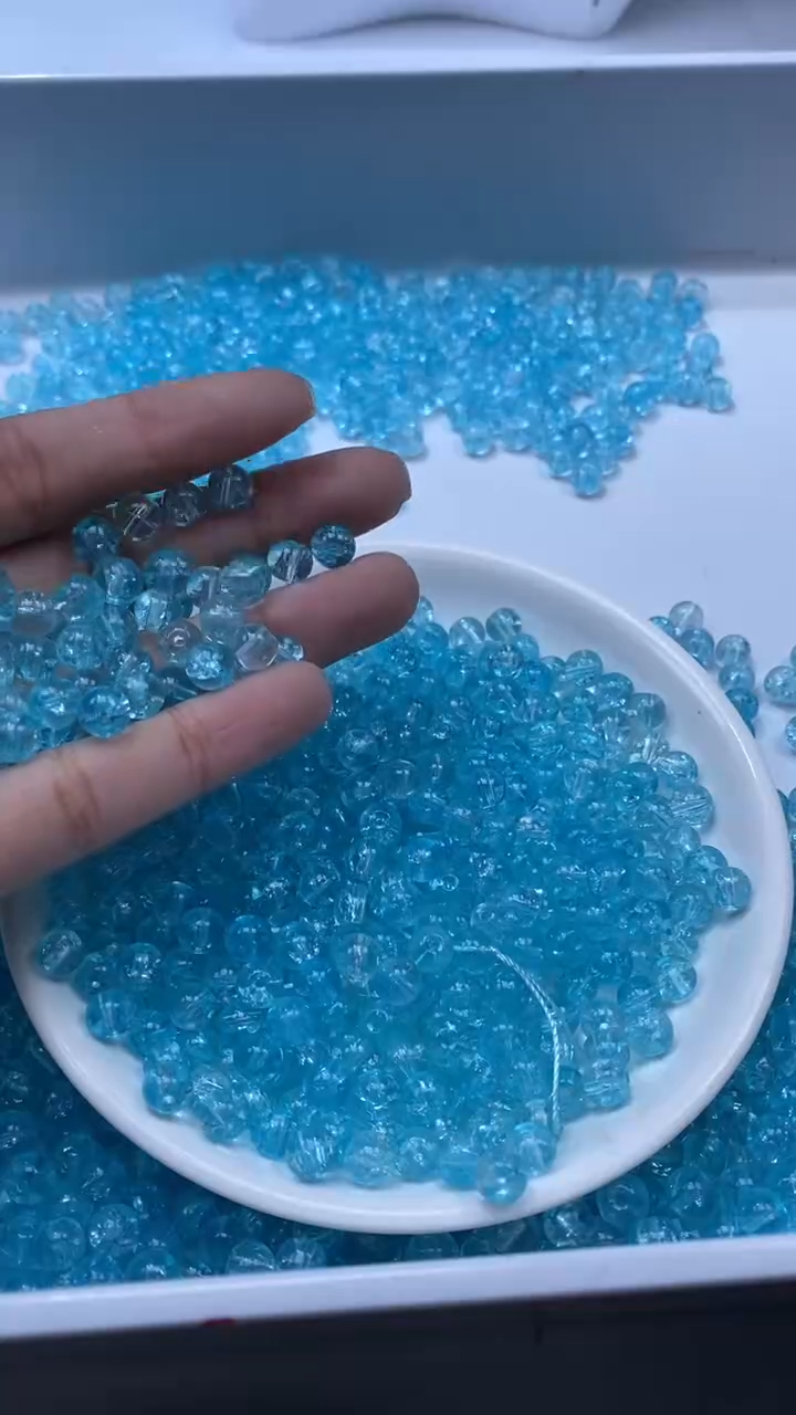 颈饰未镶嵌水晶W1672蓝碧玺6MM*20颗