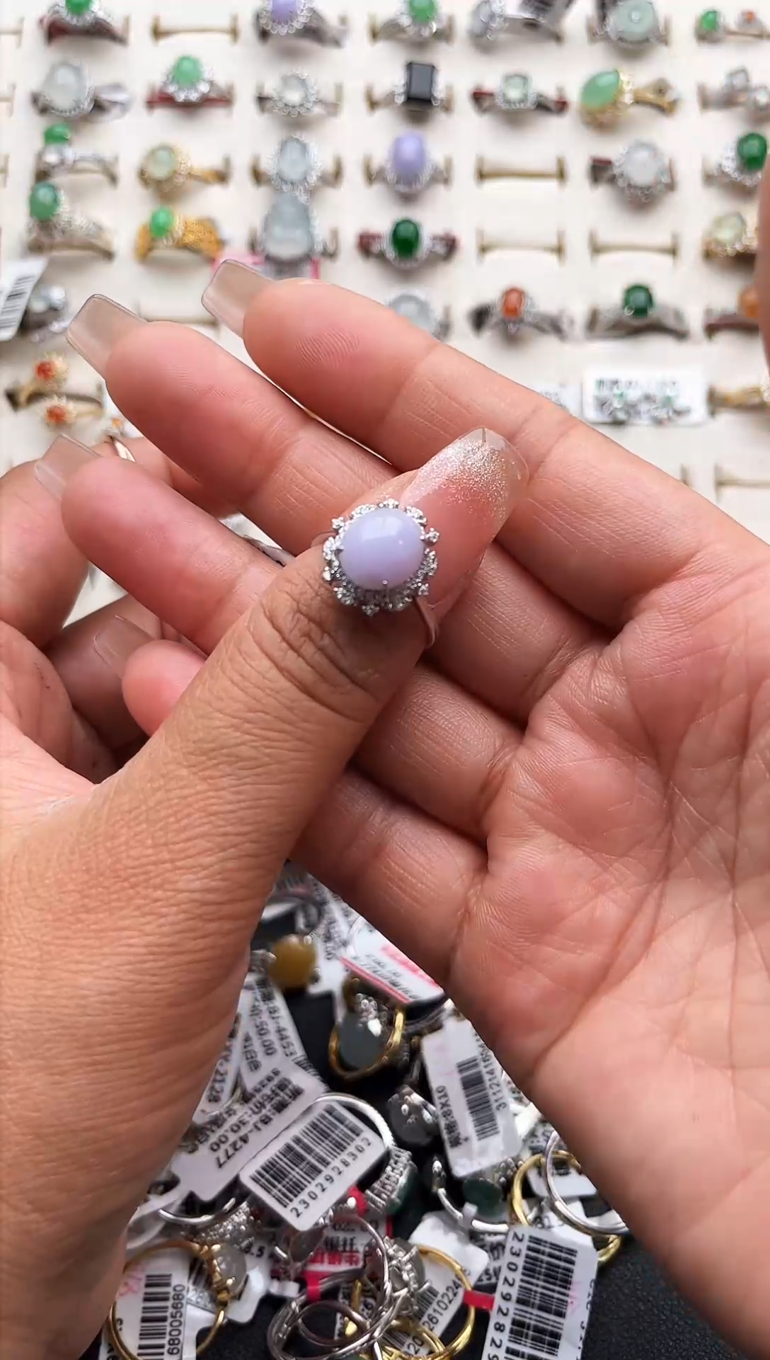 【闪购商品】翡翠戒指银S925镶嵌缅甸天然A货翡翠S925银镶嵌