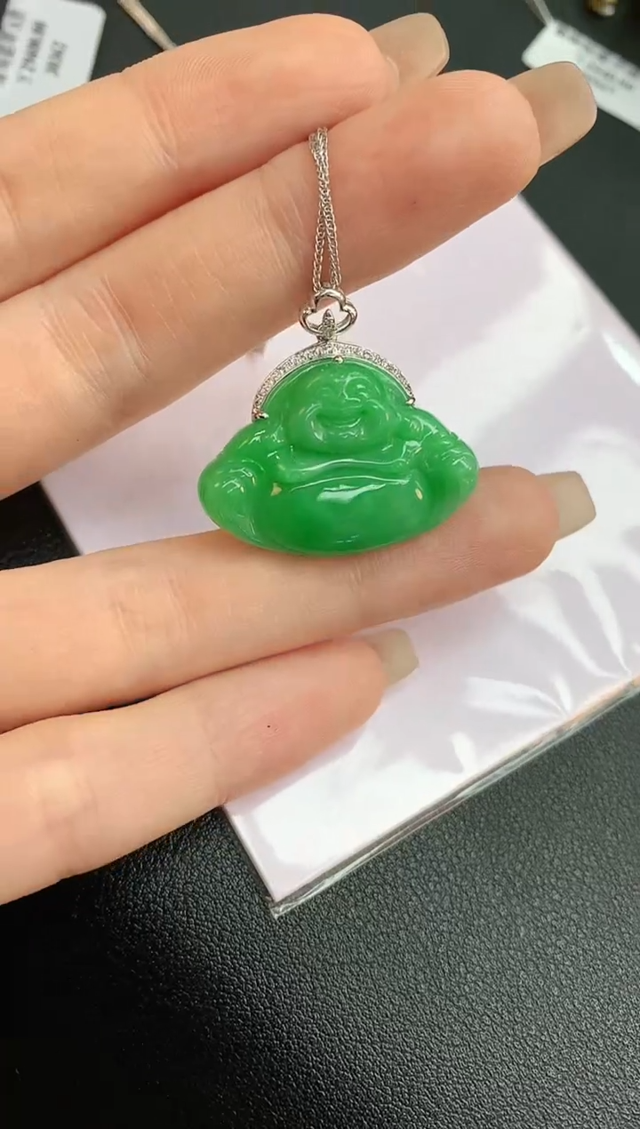 【闪购商品】翡翠颈饰18K金镶嵌赠礼盒证书 珍珍