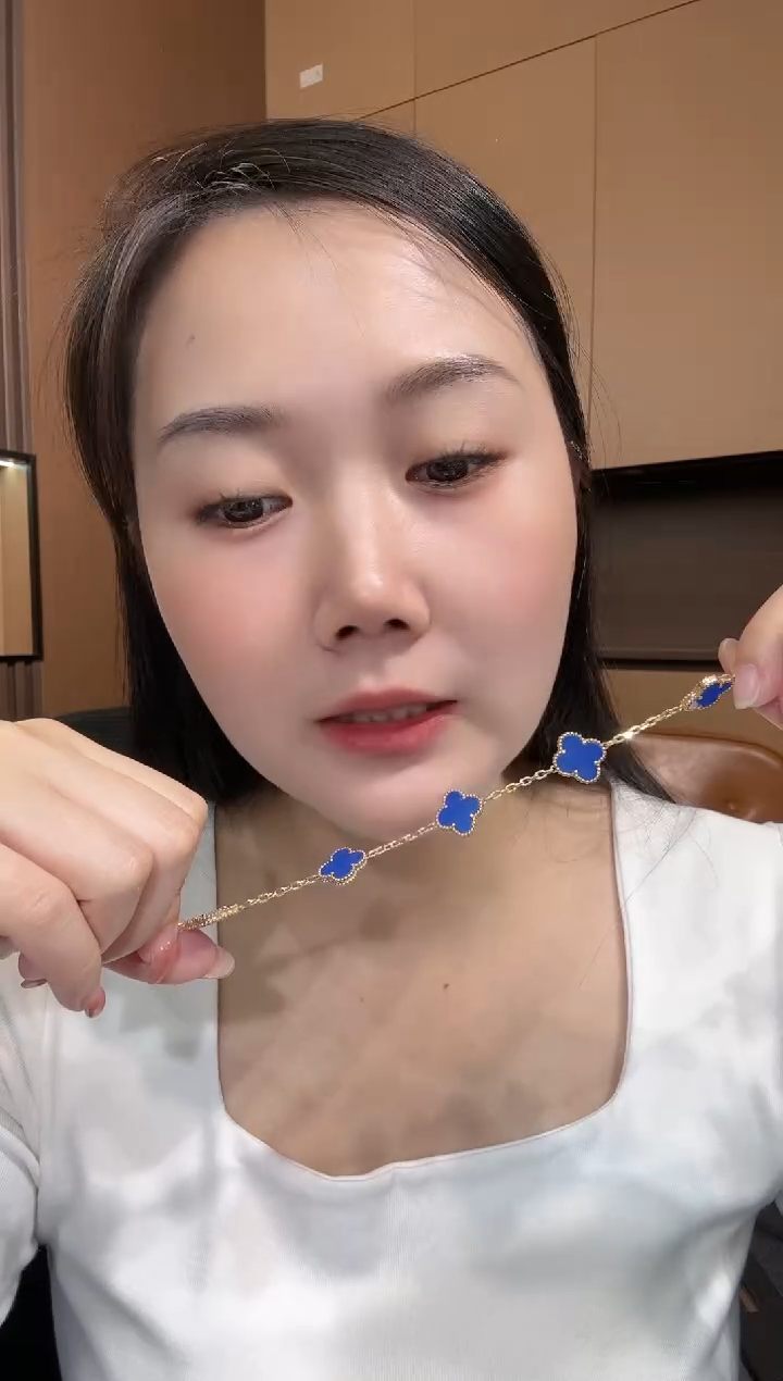 【闪购商品】玛瑙/玉髓手链18K金镶嵌蓝色k黄，五花手链GHJ